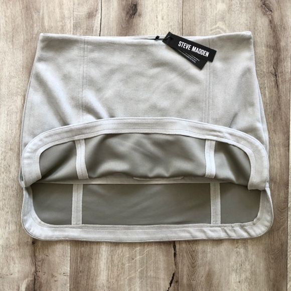 Steve Madden, Faux Suede Skirt, Grey, Lined, Size L, New With Tags - Picture 8 of 14